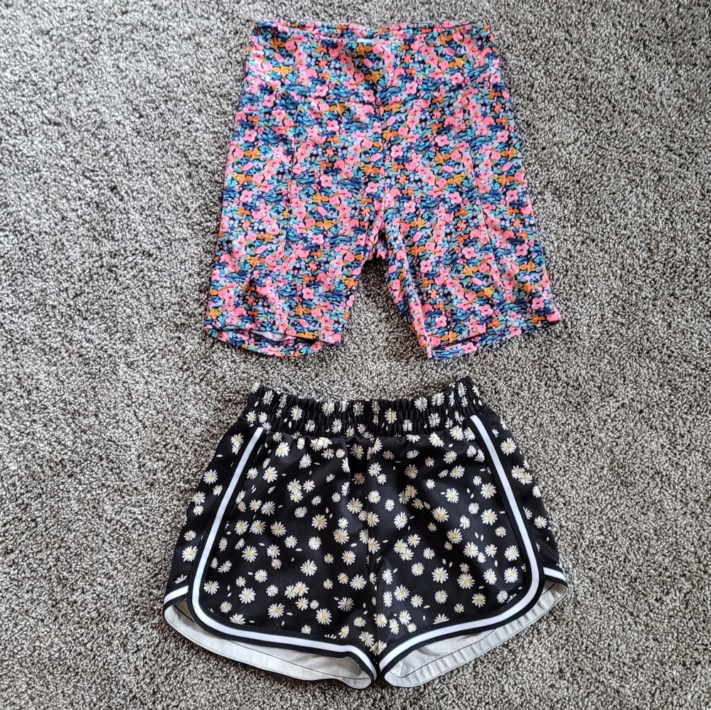 Floral No Boundaries Gym Bike Shorts Daisy Flowers Colorful Bundle